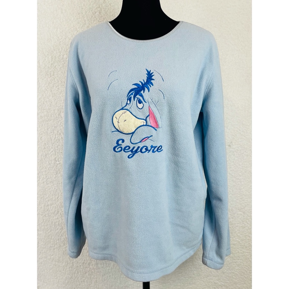 (VTG) DISNEY • Blue 90’s Eeyore Fleece Pullover Crewneck Sweater, M